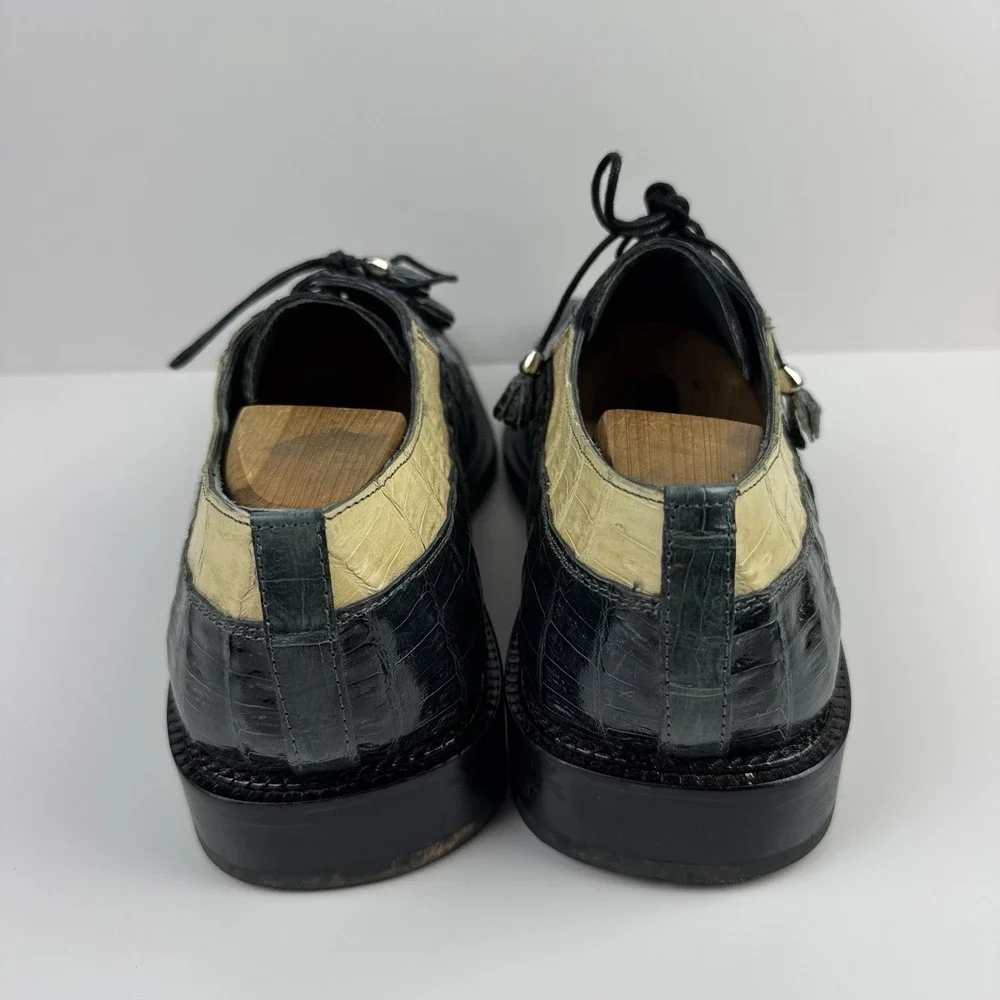 David Eden Genuine Crocodile Dress Shoes Men's 10.5 Square Toe Exotic Leather